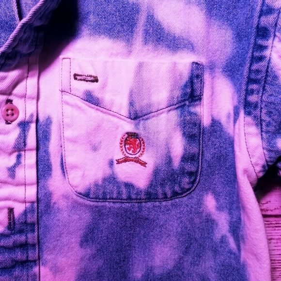 Tommy Hilfiger custom bleach dipped Jean button up little boy 5T - Picture 4 of 5